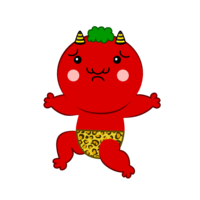 Frightened cute red demon