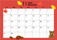 2020年11月的日历(秋天)