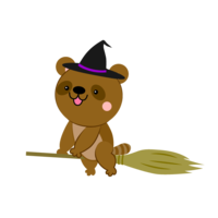 Raccoon dog flying in the sky with a broom
