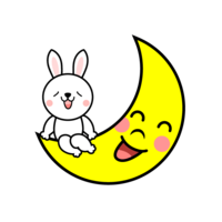 Cute rabbit and crescent character