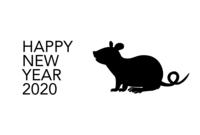 Black silhouette mouse New Year's card