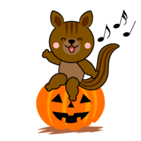 Halloween pumpkin and squirrel character