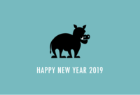 Simple wild boar character New Year's card