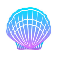 Blue-purple scallop shell silhouette