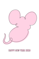 New Year's card of pink mouse