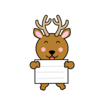 Deer character with information board