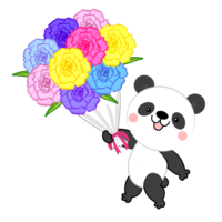 花束をプレゼントする可愛いパンダ