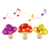 Colorful mushroom chorus
