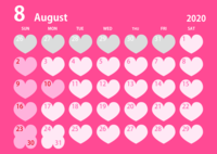2020年8月的心形日历