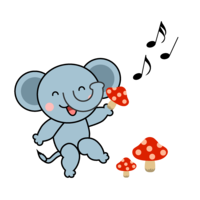 Mushroom hunting elephant character