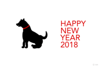 New Year's card with a sitting dog silhouette