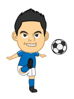Caricature of a soccer player shooting