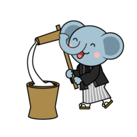 Elephant character with rice cake