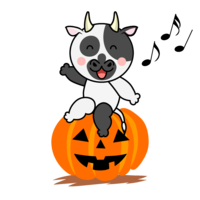 Halloween pumpkin and cow character