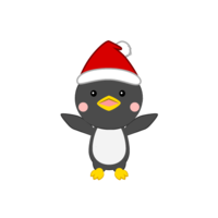 Penguins in Santa hat