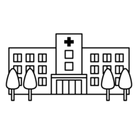 Black and white hospital building