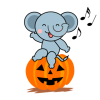 Halloween pumpkin and elephant character