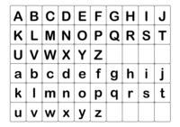 Alphabet character table sheet