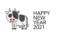 New Year's card of cute cow