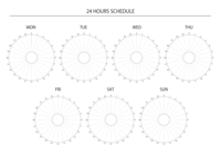 24-hour pie chart schedule by day of the week