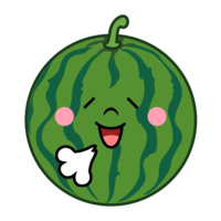 Relieved watermelon character