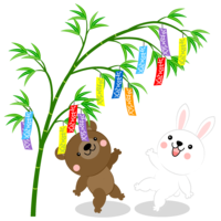 Bear and rabbit enjoying Tanabata
