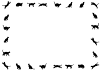 Cat silhouette frame in various poses