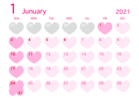 2021年1月的心形日历