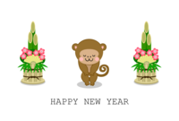 鞠躬新年问候的可爱猴子贺年卡
