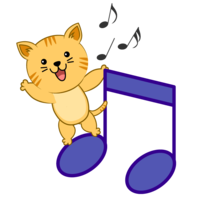 音符と可愛いネコ