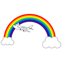 Rainbow and airplane