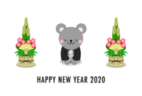 New Year's card of a mouse greeting the New Year