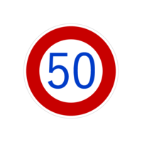 50kmの最高速度制限標識