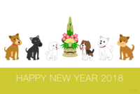 New Year's card of Kadomatsu and dogs