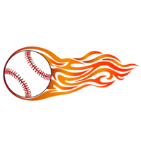 Orange fireball baseball ball