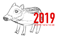 Uribou line art graphic New Year's card