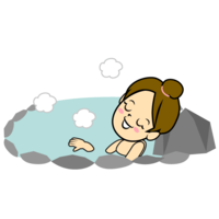 Woman relaxing in the open-air bath