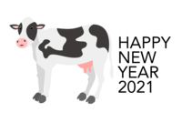 シンプルな乳牛の年賀状