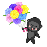 送花束的可爱大猩猩