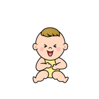Baby character with a big laugh