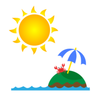 夏の太陽と島
