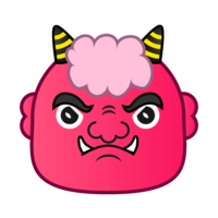 Pink demon's face