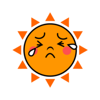 Sun character crying