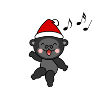 Gorilla character in Santa hat