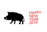 Dignified boar silhouette New Year's card