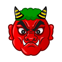 Red demon with a scary face