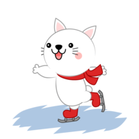 Cute white cat skating