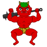 Red demon with a gold stick