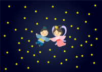 Orihime and Hikoboshi in the starry sky
