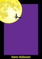 満月と空飛ぶ魔女フレーム(縦)